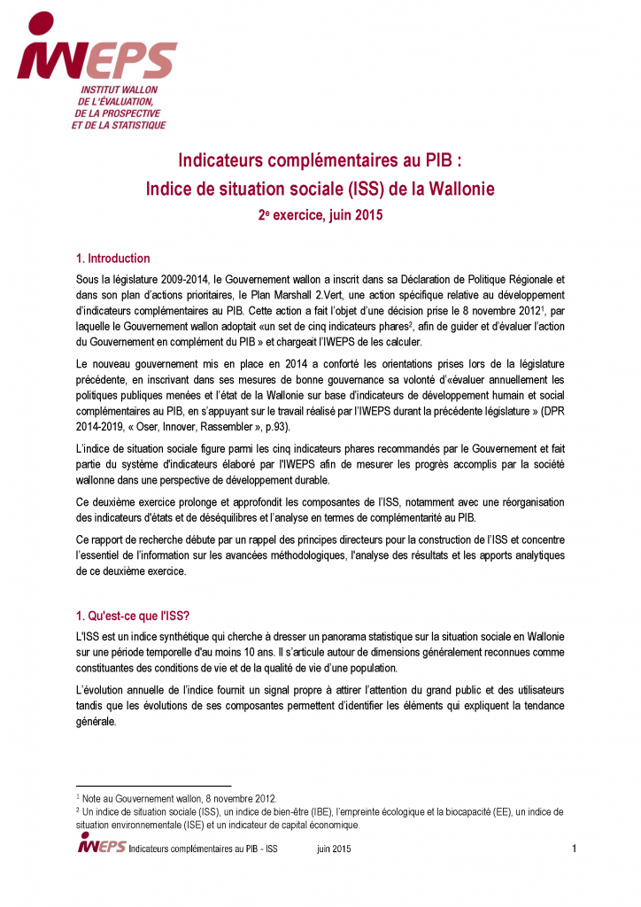 L'Indice de situation sociale - 2015