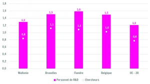 Personnel de R&D et chercheurs (en ETP) pour l’année 2013 (en % de l’emploi total)