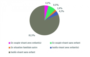 Répartition par type de ménage des bénéficiaires de l’hébergement d’urgence en Wallonie (2015)