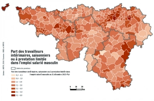 Part des travailleurs intérimaires, saisonniers ou à prestation limitée dans l'emploi salarié masculin