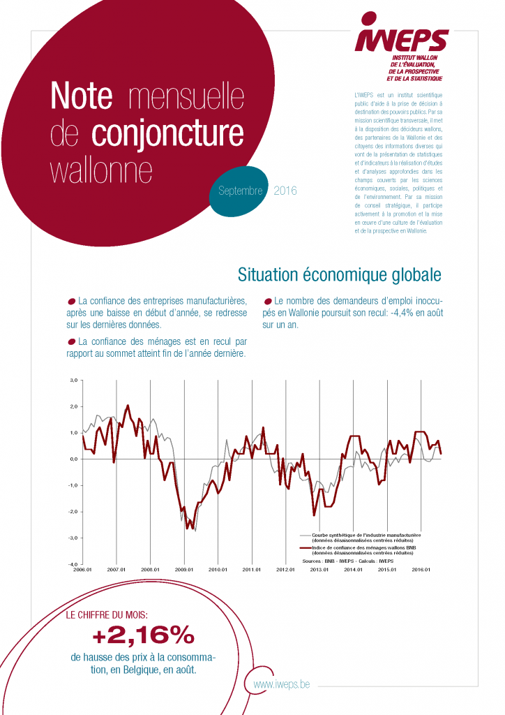 Note mensuelle de conjoncture wallonne - Septembre 2016