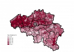 Taux d'emploi des 15-64 ans par commune en 2014