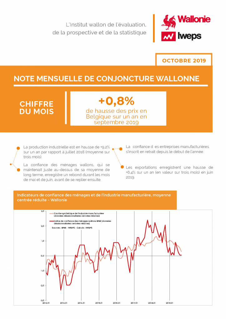 Note mensuelle de conjoncture wallonne - Octobre 2019