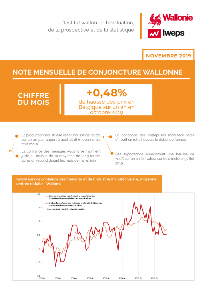 Note mensuelle de conjoncture wallonne - Novembre 2019