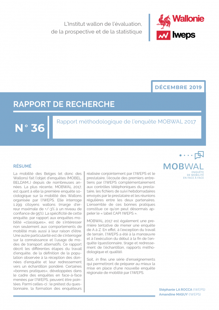 Rapport méthodologique de l'enquête MOBWAL 2017