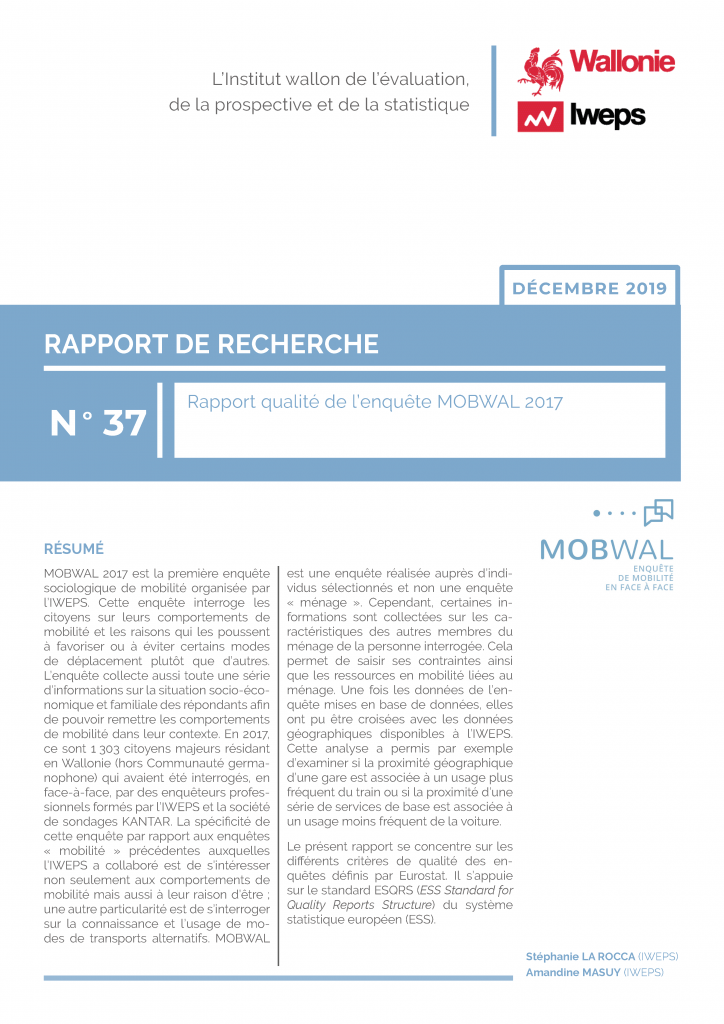 Rapport qualité de l'enquête MOBWAL 2017