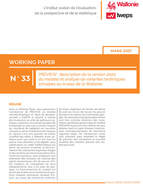 PREVIEW : description de la version 2020 du modèle et analyse de variantes techniques simulées au niveau de la Wallonie