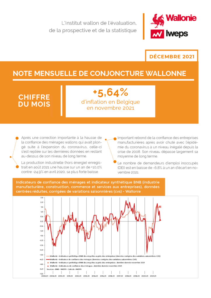 Note mensuelle de conjoncture wallonne - Décembre 2021