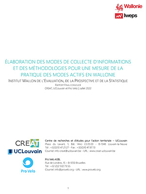 Élaboration des modes de collecte d’informations et des méthodologies pour une mesure de la pratique des modes actifs en Wallonie