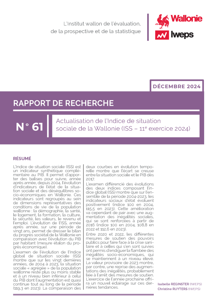 Actualisation de l’Indice de situation sociale de la Wallonie (ISS – 11e exercice 2024)