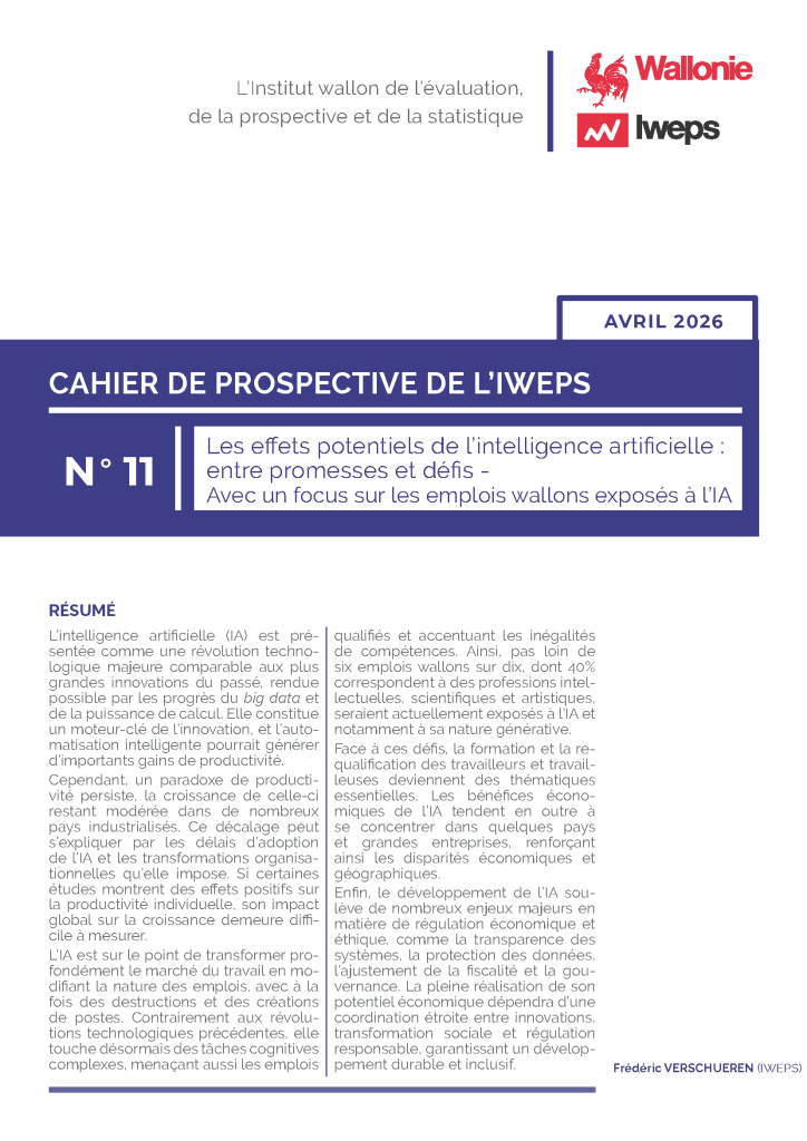 Les effets potentiels de l’intelligence artificielle: entre promesses et défis -Avec un focus sur les emplois wallons exposés à l’IA